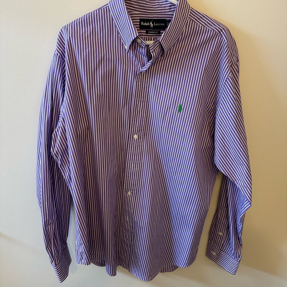 Ralph Lauren Classic Fit Men's Purple Striped Shirt XL
